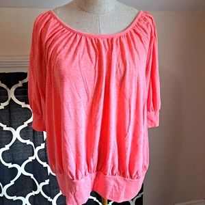 Pink 3/4 Sleeve Coral Pink Spring Top -Large, Charlotte Russe